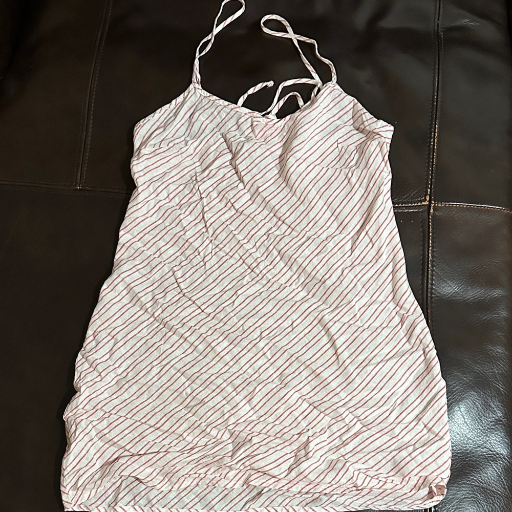 Cotton On Haven V Neck Mini Dress Striped White & Red 4
